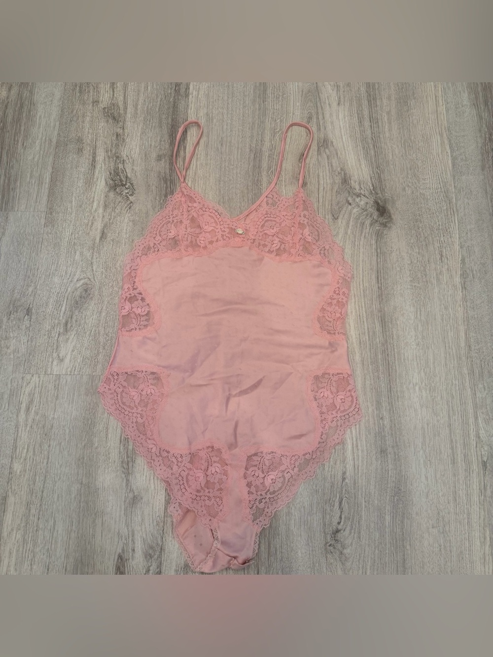 Vintage Victoria’s Secret Gold Label Pink Lace Teddy Bodysuit Lingerie